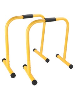 Generic Heavy Duty Multi-Function Dip Stand Home Gym Heavy Duty Parallettes Exercise Bars Yellow  - Image 1