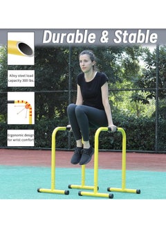 Generic Heavy Duty Multi-Function Dip Stand Home Gym Heavy Duty Parallettes Exercise Bars Yellow  - Image 2