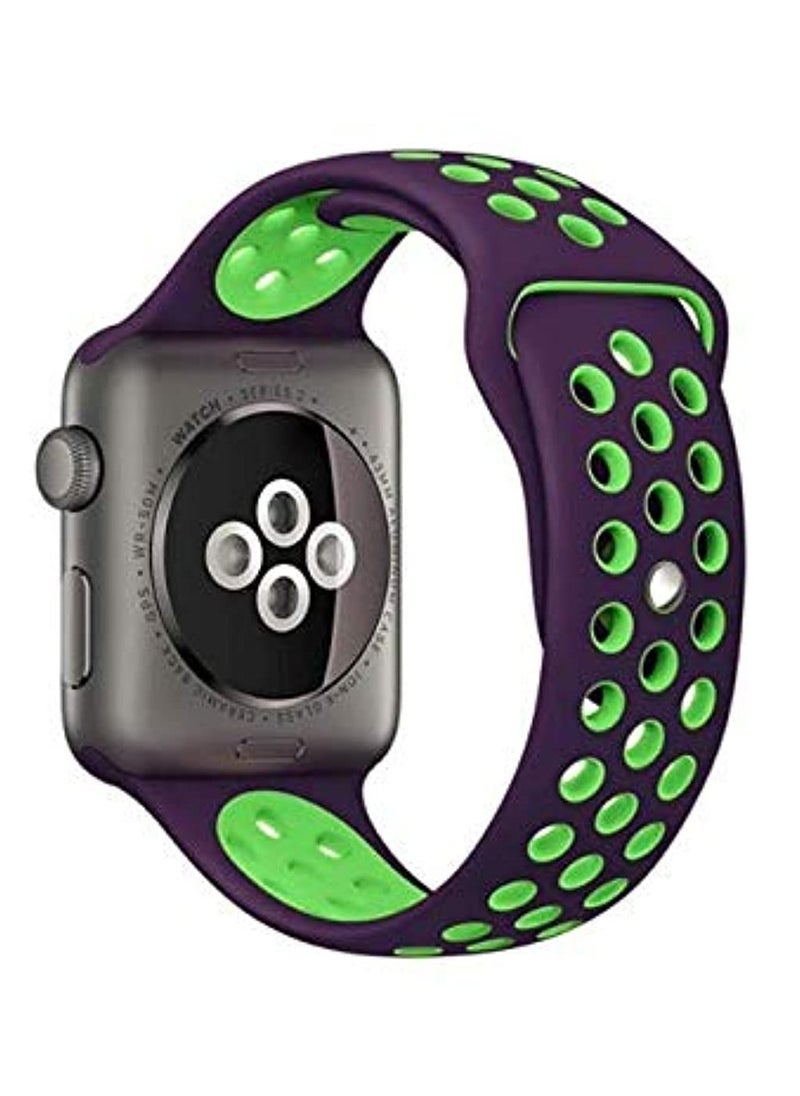 Generic - Compatible with Apple Watch Band 45mm 44mm 42mm 49mm ,Soft Silicone Sport Breathable Replacement Band Compatible for Apple Watch SE iWatch Series 7 8 6 5 4 3 2 1 ultra,Purple & Green L/M - Image 1