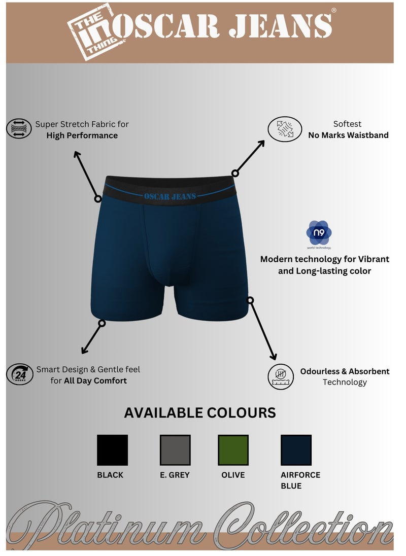 OSCAR JEANS Pack of 4 Platinum Collection Men's Underwear Boxer Cotton Bamboo Lycra Soft Breathable Perfect for Gym Sports Athletics  - Image 3