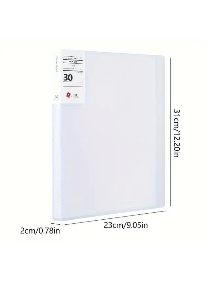 A4 White File Folder 30 Pages Art Collection Storage Album Document Organizer - Image 2