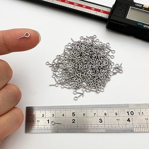 IDEALSV (304) Stainless Steel Small Mini Screw Eyes Pin Hook for Jewelry, Cork Bottles,Resin, Bead,300 Pack 0.39x0.16inch Tiny Hook Screws Ring - Image 2
