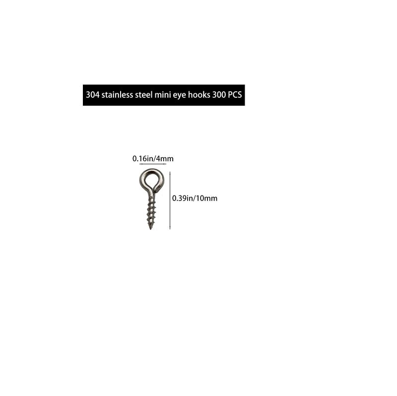 IDEALSV (304) Stainless Steel Small Mini Screw Eyes Pin Hook for Jewelry, Cork Bottles,Resin, Bead,300 Pack 0.39x0.16inch Tiny Hook Screws Ring - Image 3