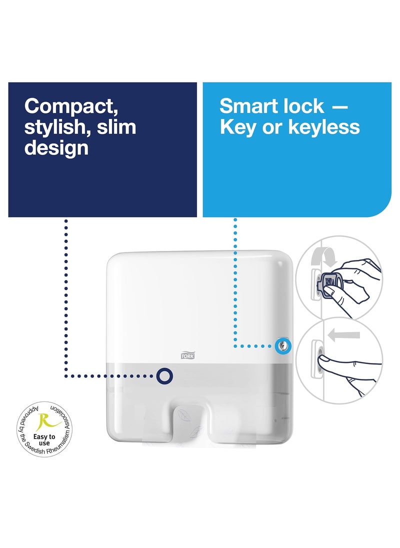 Tork - Tork Xpress Mini Multifold Hand Towel Dispenser White H2 OneataTime Dispensing Elevation Range 553120 - Image 1