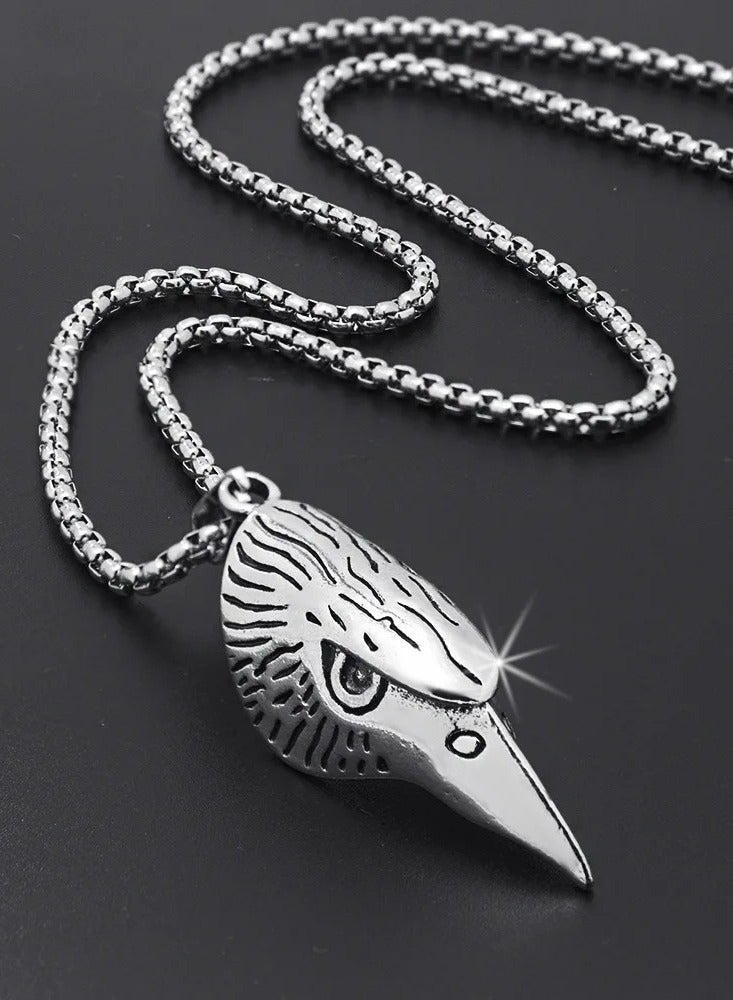 The Black Pearl Accessories Eagle Stainless Steel Silver Pendant Necklace For Him - Image 4