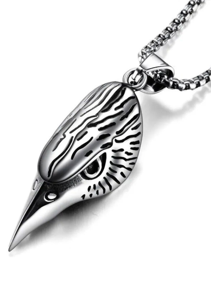The Black Pearl Accessories Eagle Stainless Steel Silver Pendant Necklace For Him - Image 1