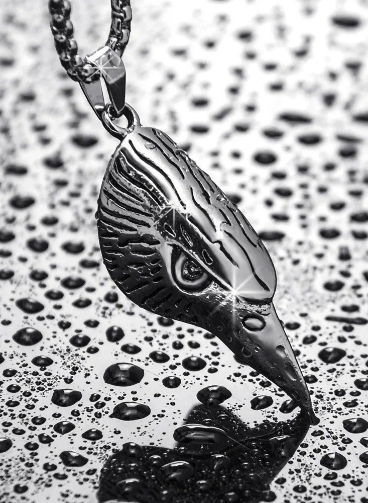 The Black Pearl Accessories Eagle Stainless Steel Silver Pendant Necklace For Him - Image 2