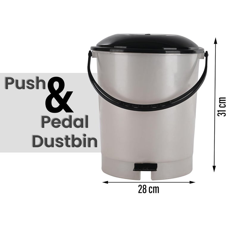 Kuber Industries Pack of 3 Plastic Dustbin for Home with Pedal Lid Handle 10 Ltr Dustbin for Kitchen Bathroom Office Garbage Bin for Wet or Dry Waste Check Dhakkan White - Image 3