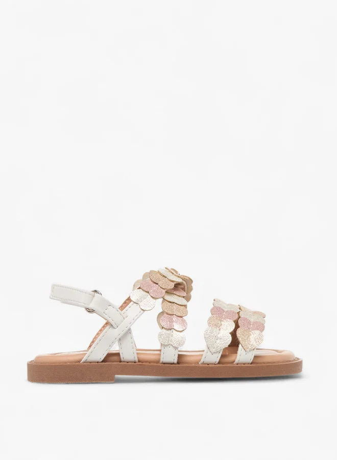 JUNIORS Girls Petal Applique Hook and Loop Strap Sandals Ramadan Collection