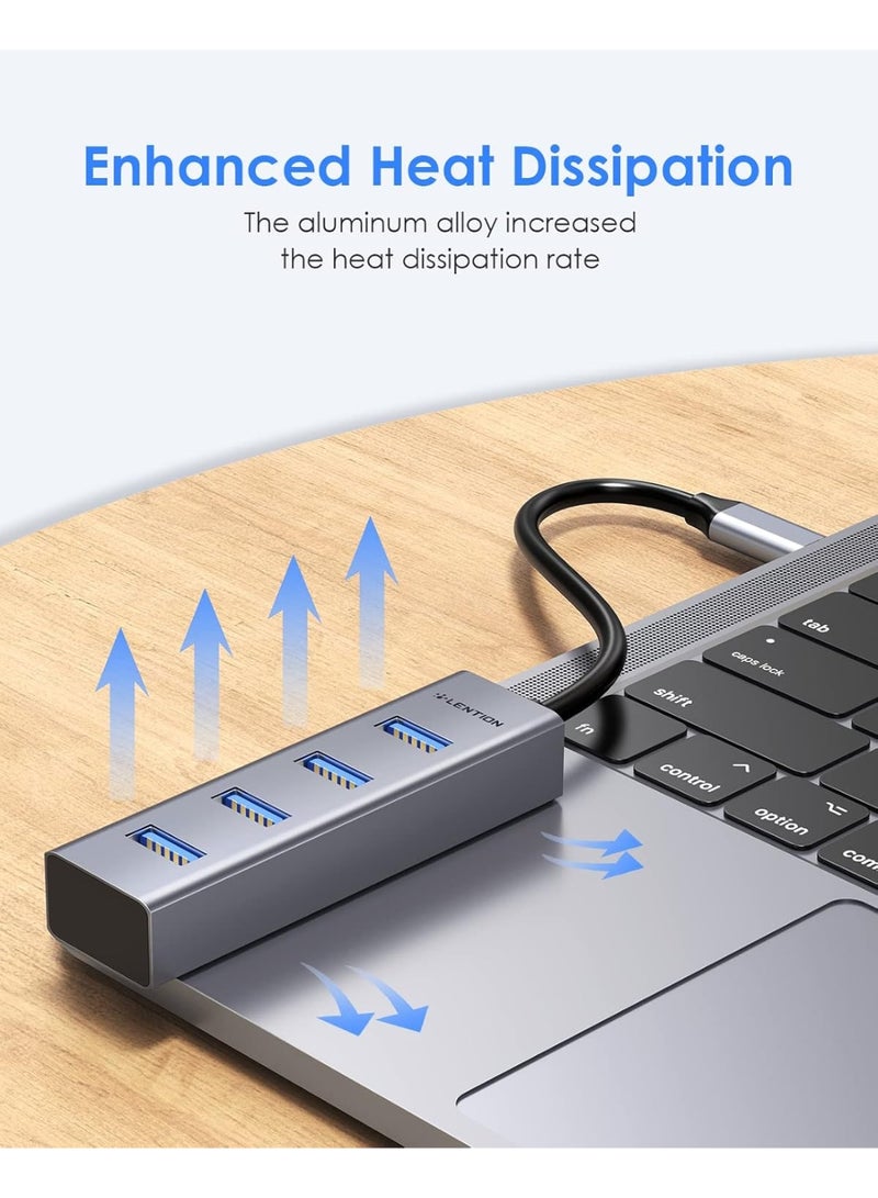 LENTION 4-in-1 USB C Hub, 4 USB 3.0 Ports, USB C to USB A Multiport Adapter for 2023-2016 MacBook Pro, Mac Air & Surface, iPad Pro, Chromebook, More,... - Image 2