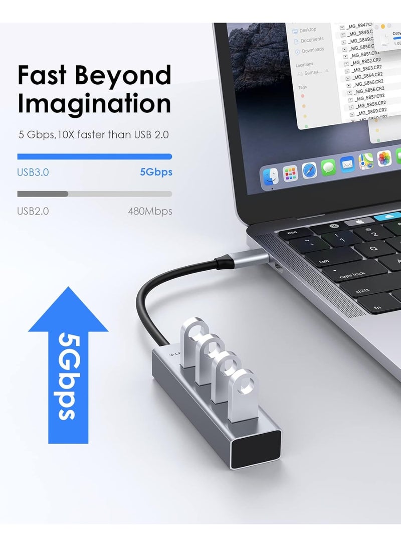 LENTION 4-in-1 USB C Hub, 4 USB 3.0 Ports, USB C to USB A Multiport Adapter for 2023-2016 MacBook Pro, Mac Air & Surface, iPad Pro, Chromebook, More,... - Image 4