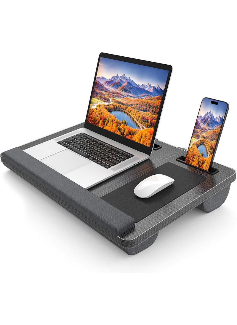 NNEWVANTE Laptop Lap Desk, Portable Large Laptop Desk for Bed, Up to 17 in Laptop Table with Wrist Rest, Mouse Pad, Tablet Phone Slot, Portable Handle, Laptop Lap Table with Cushion (Black)  - Image 1