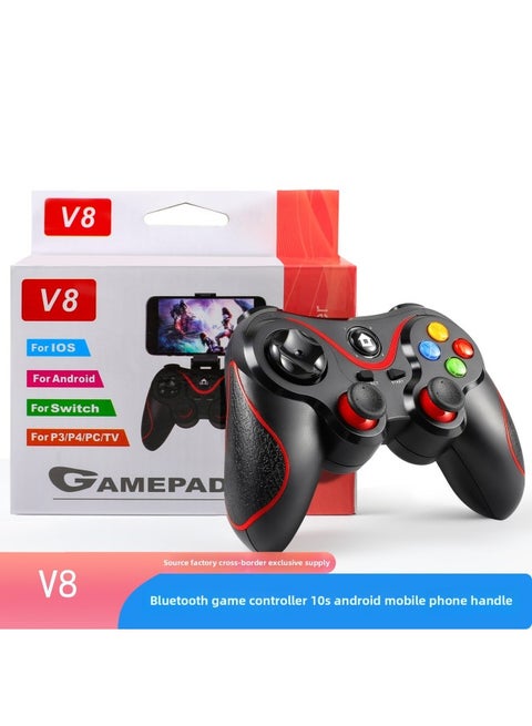 V8 All-in-one Wireless Bluetooth Gamepad Support PC Android Computer Switch Manufacturers-Product Color:V8 Black And Blue Belt Packing Bracket