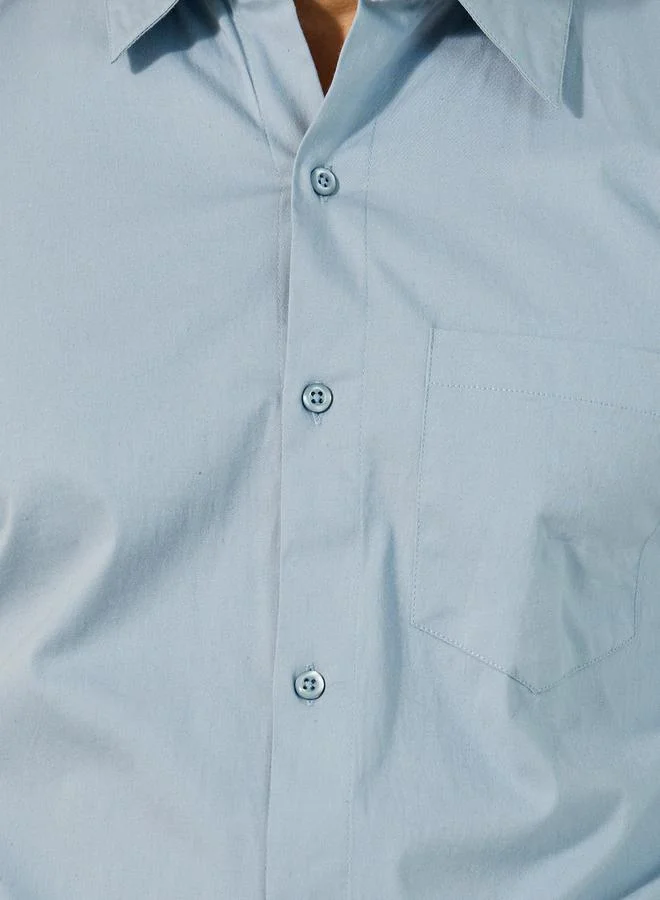 Styli Styli Slim Fit Chest Pocket Spread Collar Shirt