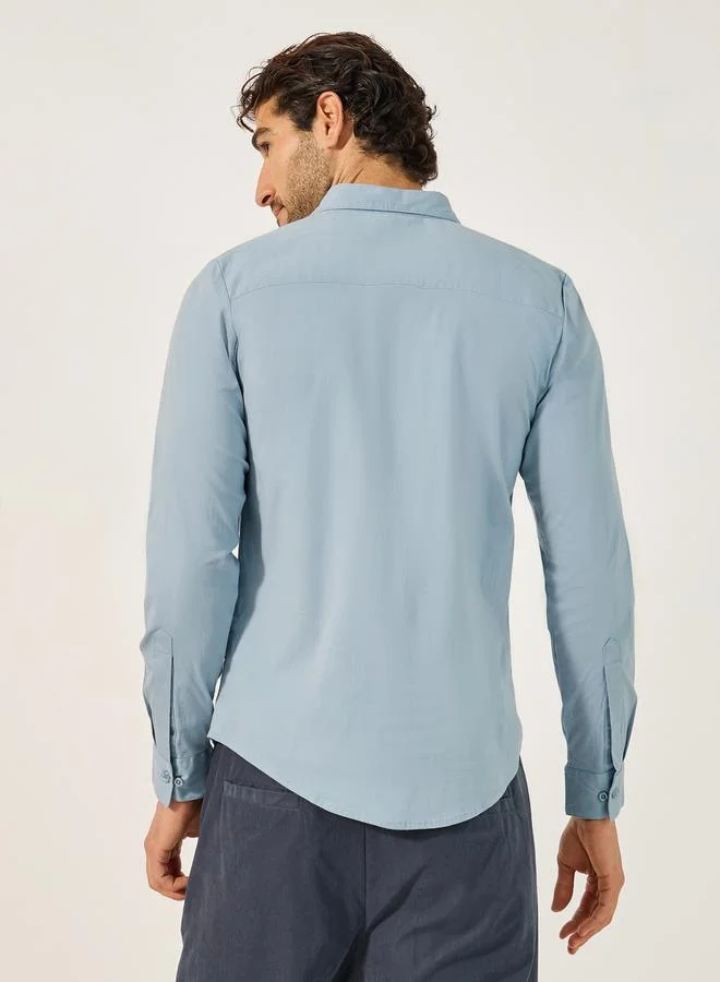 Styli Styli Slim Fit Chest Pocket Spread Collar Shirt