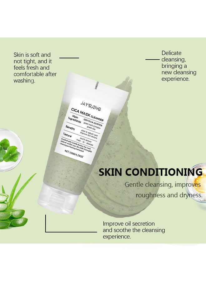 جايسوينغ غسول قناع CICA، غسول للوجه، غسول للوجه 2 × 1، تركيبة غير مجففة مع نبات سنتيلا آسياتيكا للبشرة المعرضة لحب الشباب والحساسة، مرطب، للعناية بتنقية المسام، 120 جم - Image 4