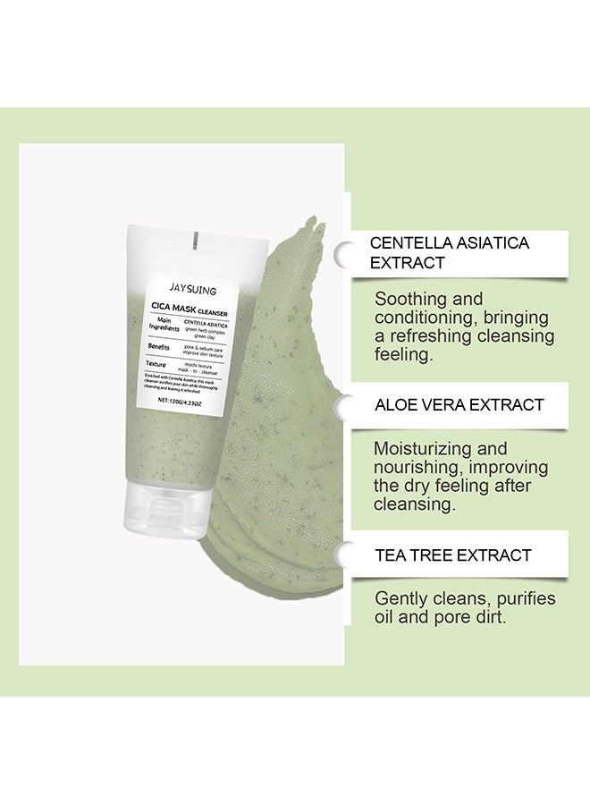 جايسوينغ غسول قناع CICA، غسول للوجه، غسول للوجه 2 × 1، تركيبة غير مجففة مع نبات سنتيلا آسياتيكا للبشرة المعرضة لحب الشباب والحساسة، مرطب، للعناية بتنقية المسام، 120 جم - Image 3
