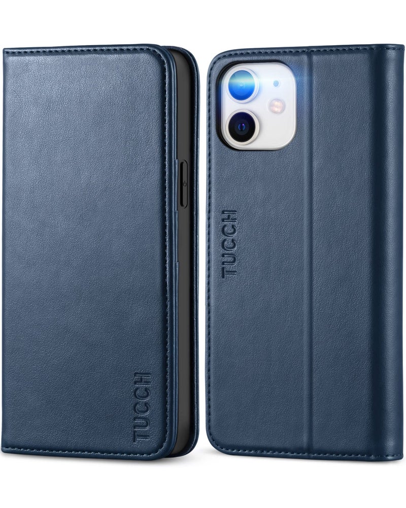 TUCCH Case for iPhone 12 Pro/iPhone 12 5G, PU Leather Folio Case Wallet with [Kickstand] [Card Slot] Cover [Protective TPU Interior Case] Compatible with iPhone 12 /iPhone 12 Pro 6.1-inch, Dark Blue - Image 1