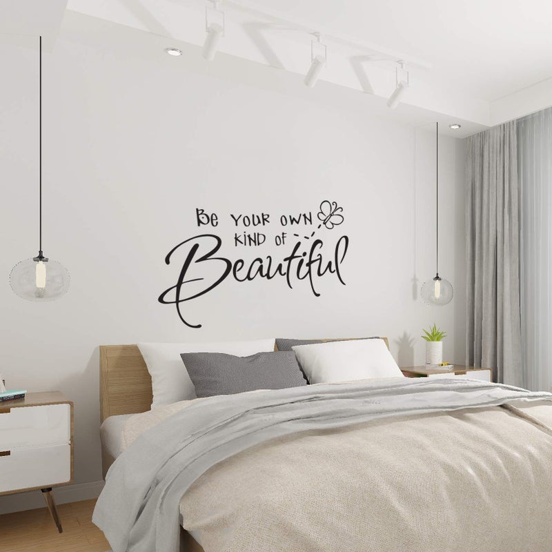 Lnrkai Be Your Own Kind of Beautiful Wall Stickers Quote, DIY Vinyl Butterfly Decal Wallpaper Wall Decor for Bedroom Teen Girl Home Decoration - Image 5