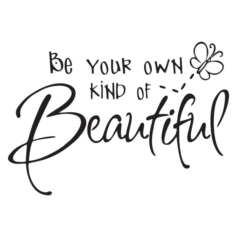 Lnrkai Be Your Own Kind of Beautiful Wall Stickers Quote, DIY Vinyl Butterfly Decal Wallpaper Wall Decor for Bedroom Teen Girl Home Decoration - Image 1