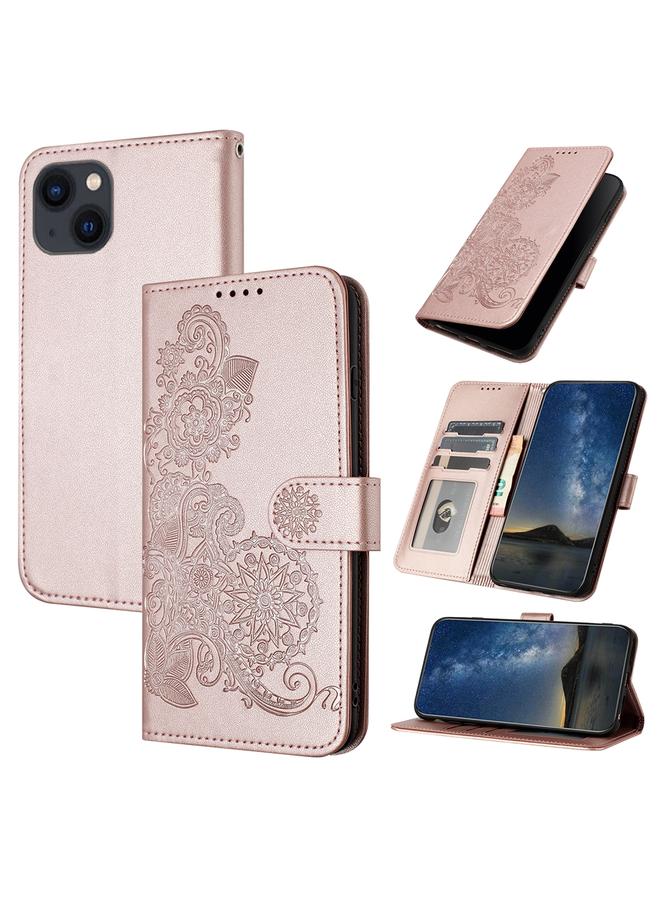 Zaboon Case For iPhone 13 Datura Flower Embossed Flip Leather Phone Case - Image 1