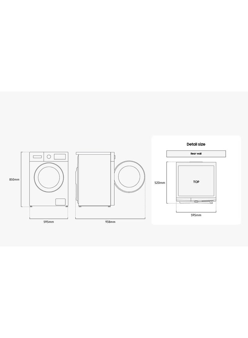 Samsung New 8 Kg Front load washing machine with Quick Wash 15, DIT Motor, Fault Check Indicator, Delay End, Child lock, UAE Version 8.0 kg WW80FG3M05AWGU White - Image 2