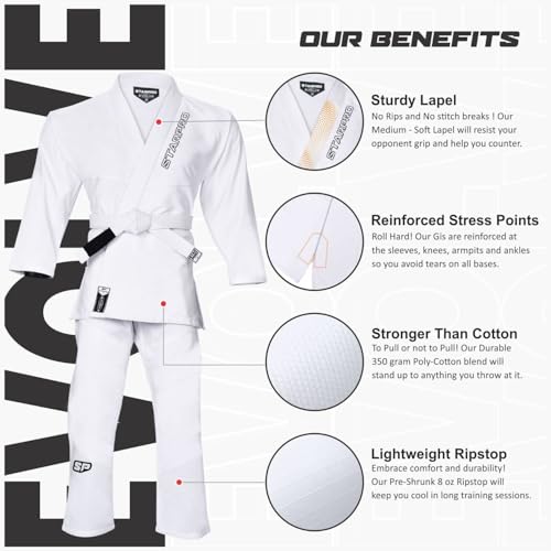 Starpro Kids BJJ Gi - Lightweight Brazilian Jiu Jitsu Uniform for Boys & Girls - Preshrunk Durable Training Gi with Free Belt - Image 3