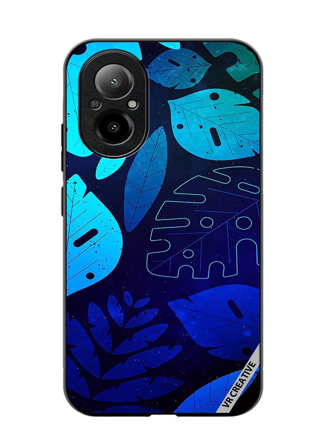 VR CREATIVE Protective Case Cover For Realme C67 4G Blue Tropical Leaves Design Multicolour - Image 1