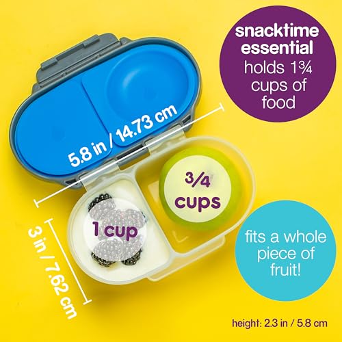 b.box Snack Box Reusable Snack Containers with Lids 2 compartments, Bento Box for kids and toddlers, Leakproof Lunch Box, BPA free and Dishwasher Safe Snack Container (Spearmint, 1 3/4 Cup) - Image 3