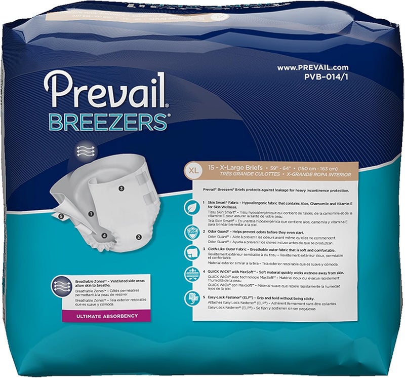 Prevail Breezers Ultimate Absorbency Incontinence Briefs Extra Large 15Count - Image 2