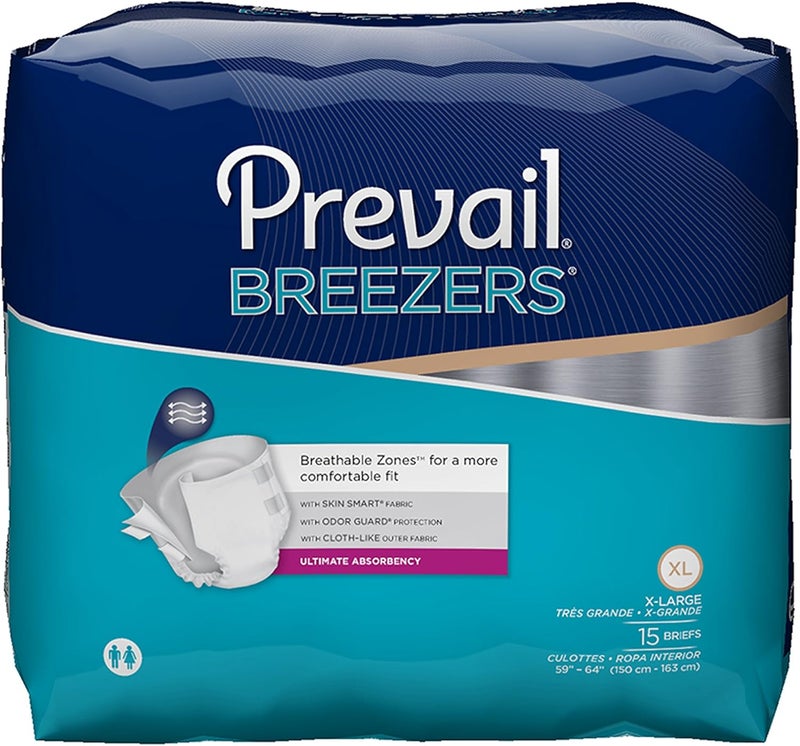 Prevail Breezers Ultimate Absorbency Incontinence Briefs Extra Large 15Count - Image 1
