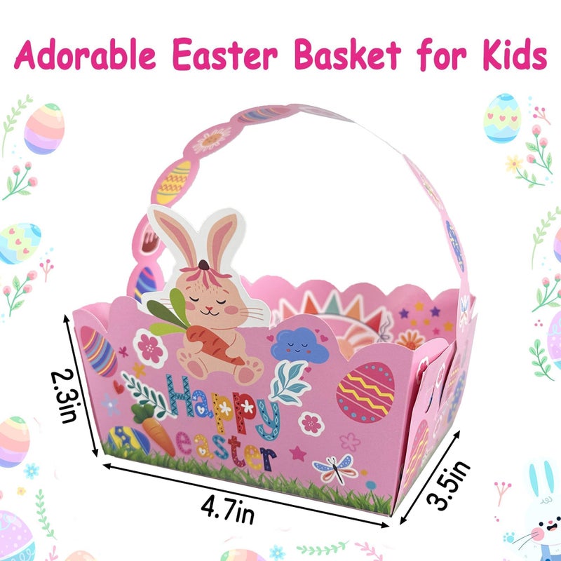 Kiddelo 24 Pack Easter Basket for Kids,Easter Paper Baskets Bulk, Treat Boxes with Handle Gift Bags For Kids, Treat Bags Candy Cookies Box for Craft,Egg Hunt, Birthday, Party - Image 2