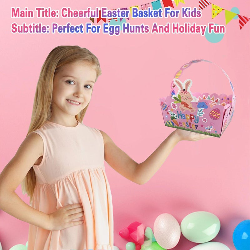 Kiddelo 24 Pack Easter Basket for Kids,Easter Paper Baskets Bulk, Treat Boxes with Handle Gift Bags For Kids, Treat Bags Candy Cookies Box for Craft,Egg Hunt, Birthday, Party - Image 5