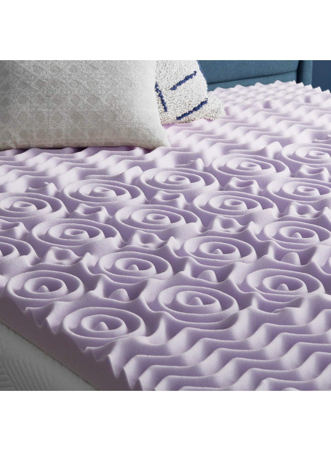 LUCID Lucid 3 Inch Mattress Topper King Memory Foam Mattress Topper King 5 Zone Lavender Infusion CertiPur Certified Foam - Image 2