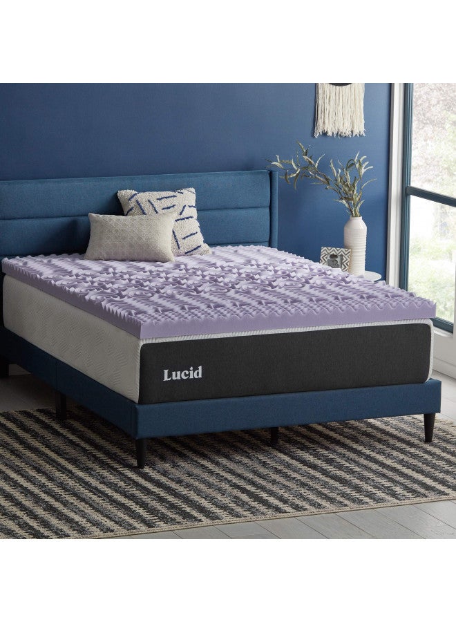 LUCID Lucid 3 Inch Mattress Topper King Memory Foam Mattress Topper King 5 Zone Lavender Infusion CertiPur Certified Foam - Image 5
