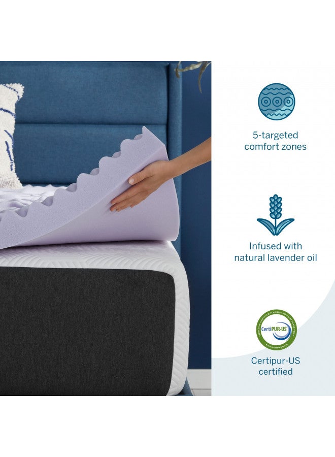 LUCID Lucid 3 Inch Mattress Topper King Memory Foam Mattress Topper King 5 Zone Lavender Infusion CertiPur Certified Foam - Image 3