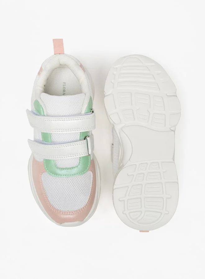 Flora Bella By Shoexpress Girls Panelled School Shoes With Hook And Loop Closure