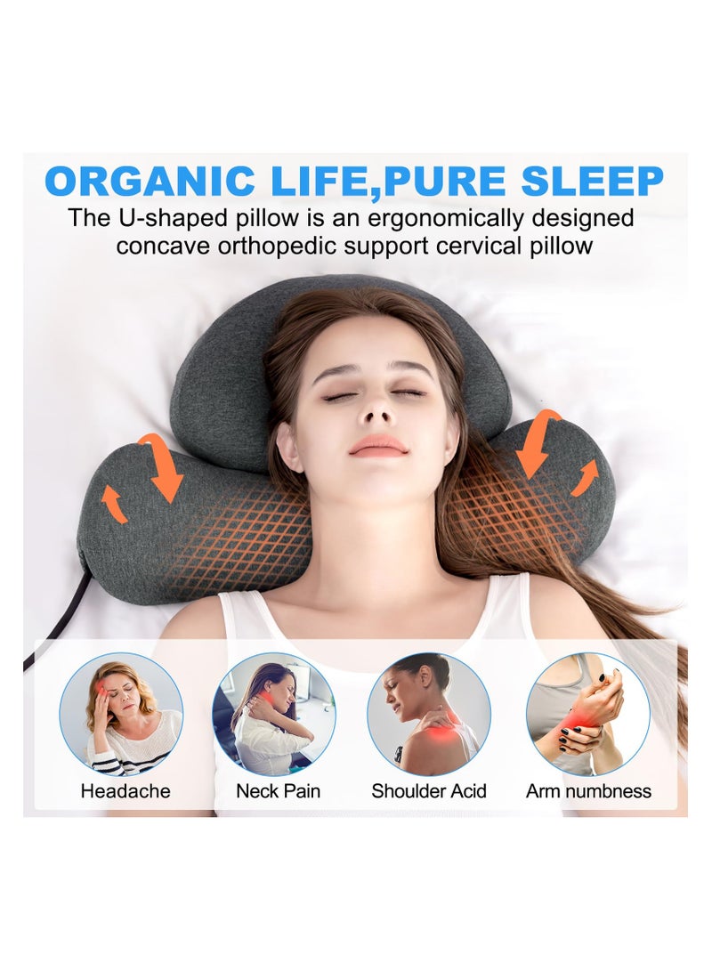SOLARAE وسادة عنق قابلة للتعديل، وسادة تشكيل لتخفيف آلام الرقبة، وسادة ميموري متعددة الوظائف، ارتفاع قابل للتعديل بحرية، مثالية لدعم العمود الفقري والرقبة أثناء النوم. - Image 5