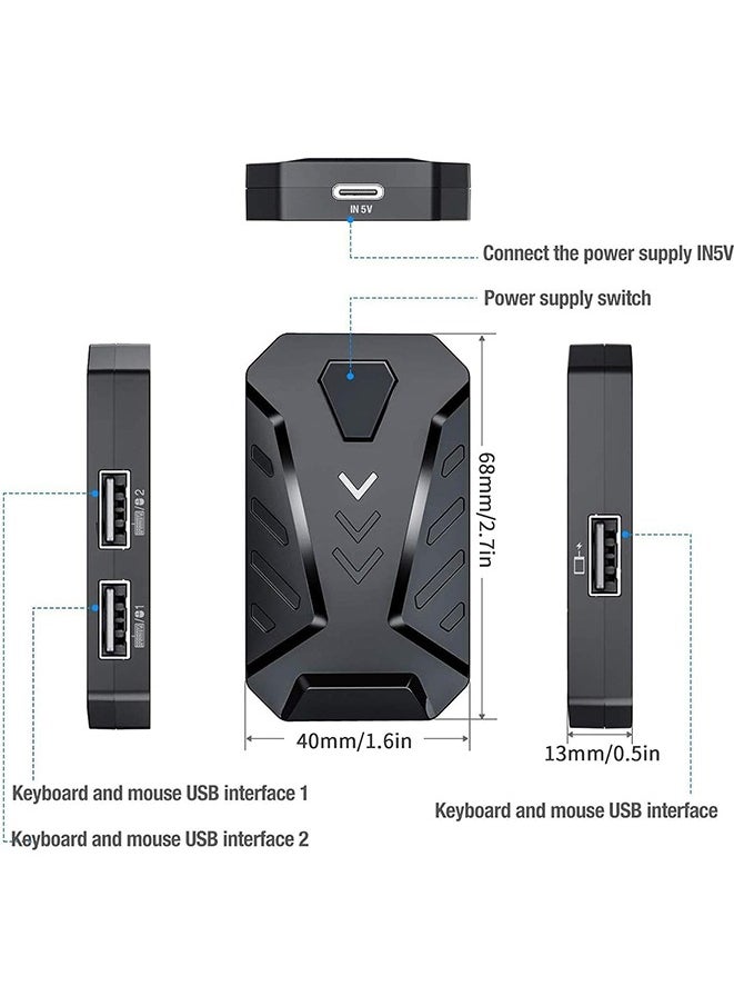 Portable Mobile Gaming Keyboard Mouse Converter Adapter MIX PRO, Mouse and Keyboard Adapter, with BT 4.0, USB2.0 High Output, Pack with Phone Stand, for Android/iOS