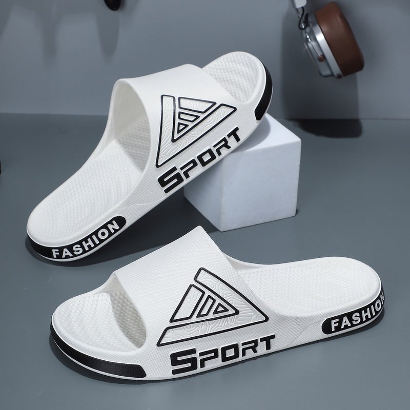 Slippers for Men Summer Home Triangle Trendy Basketball Sports Leisure Slippers Outdoor Home Wholesale Slippers for Men Black gold - Image 5