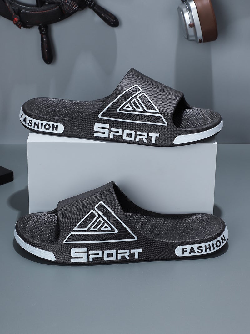Slippers for Men Summer Home Triangle Trendy Basketball Sports Leisure Slippers Outdoor Home Wholesale Slippers for Men Black gold - Image 3