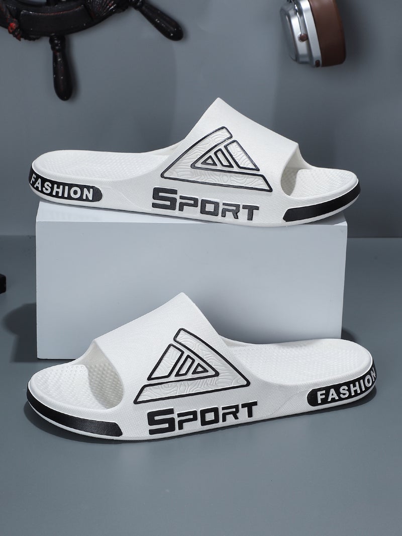 Slippers for Men Summer Home Triangle Trendy Basketball Sports Leisure Slippers Outdoor Home Wholesale Slippers for Men Black gold - Image 2