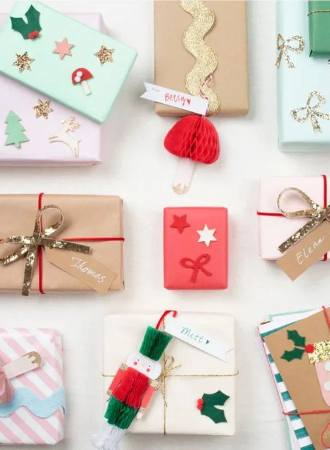 Meri Meri Honeycomb Nutcracker Hanging Decoration Tags