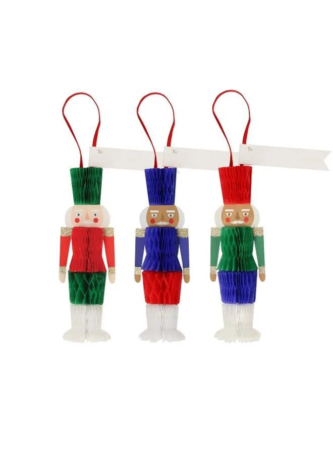 Meri Meri Honeycomb Nutcracker Hanging Decoration Tags