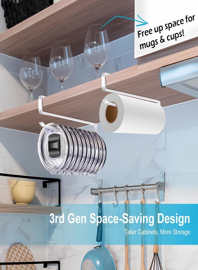 Silcpall 2pack Tumbler Lid Organizer for Corner Cabinets, Space-Saving Cup Holder, Water Bottle Accessories Storage，Kitchen Storages Organization Solution, No Adhesive or Drilling Needed up to 24 Lids (white) - Image 3