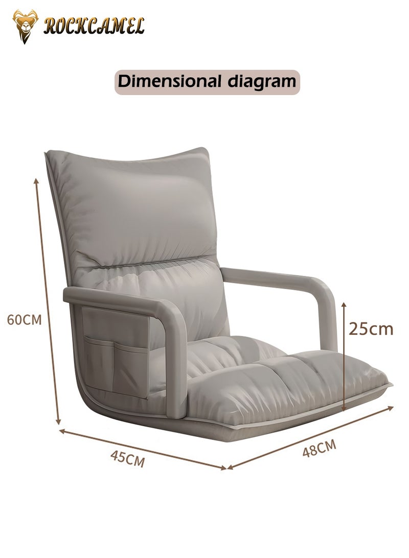 ROCKCAMEL Floor Sofa with Armrests and Storage Pockets, 6-position Adjustable Lazy Sofa, High Elastic Padding, Lumbar Support, Waterproof & Stain-Resistant Fabric, Folding Recliner Chair for Gaming, Reading, Sleeping - Image 2