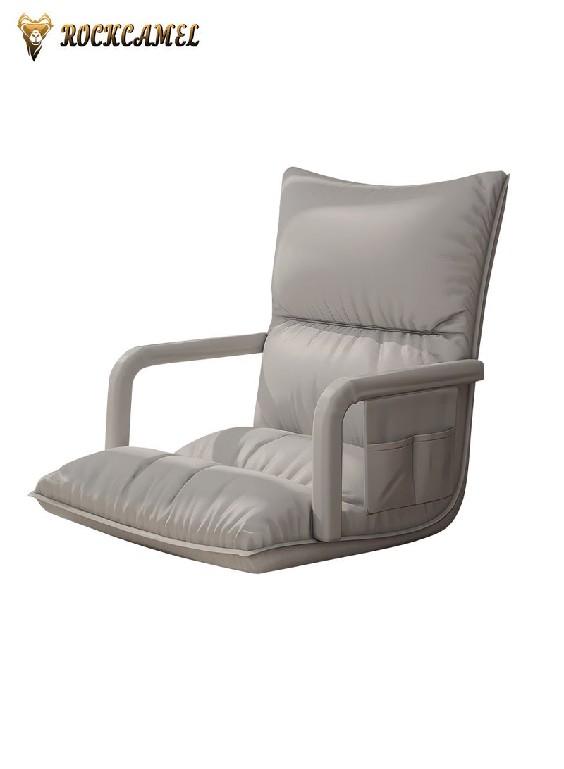 ROCKCAMEL Floor Sofa with Armrests and Storage Pockets, 6-position Adjustable Lazy Sofa, High Elastic Padding, Lumbar Support, Waterproof & Stain-Resistant Fabric, Folding Recliner Chair for Gaming, Reading, Sleeping - Image 5