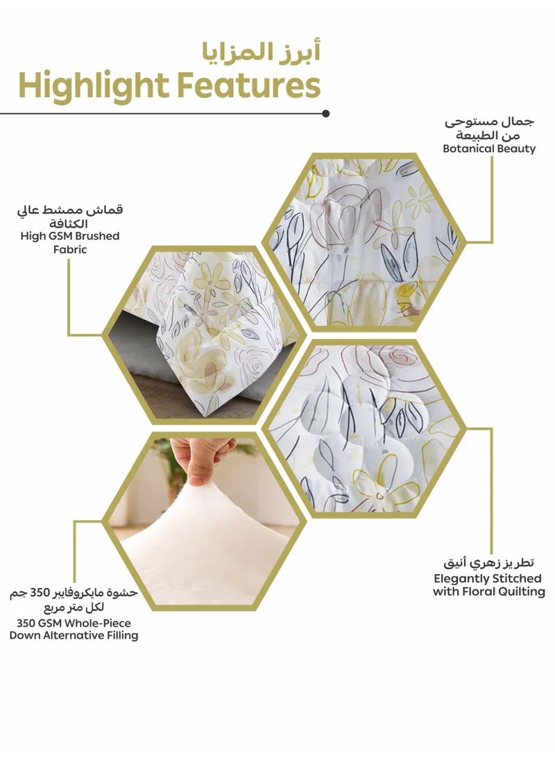 Donetella Bedding Comforter Set, twin Size 170x230 cm - 2-Pcs Digital Print Quilted Bed Set, Microfiber Fabric - 1 Comforter, 1 Pillow Shams.