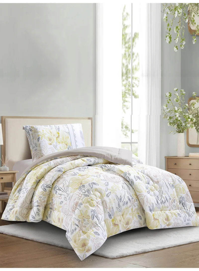 Donetella Bedding Comforter Set, twin Size 170x230 cm - 2-Pcs Digital Print Quilted Bed Set, Microfiber Fabric - 1 Comforter, 1 Pillow Shams.