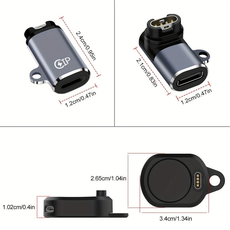 5 7PCS 2In1 USB C Charging Adapter For Garmin Fenix Instinct Venu Forerunner Dust Plug Brush - Image 2